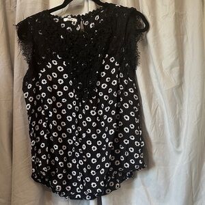 Maurices Black and White Floral Lace Blouse